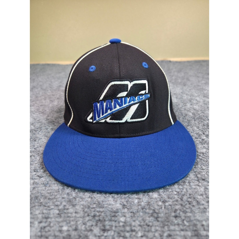 Maniacs Hat Mens SM-MED Pacific Headwear Black Blue D-Series Fitted Flat Brim